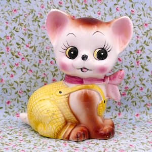 Vintage Ceramic Bear Cub Piggy Bank Money Box Coin Bank Savings Bank Penny Bank