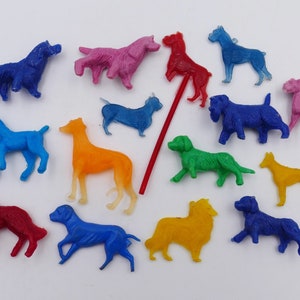 Vintage Plastic Monochrome Dog Figurines Charms