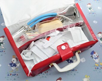 Vintage Doctor's Bag Playset Hospital Nurse First Aid Medical Pretend Play