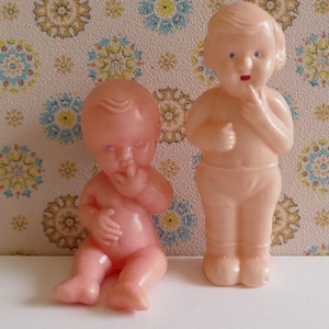 Pair of Vintage 1960&#39;s Hollow Plastic Doll Figurines