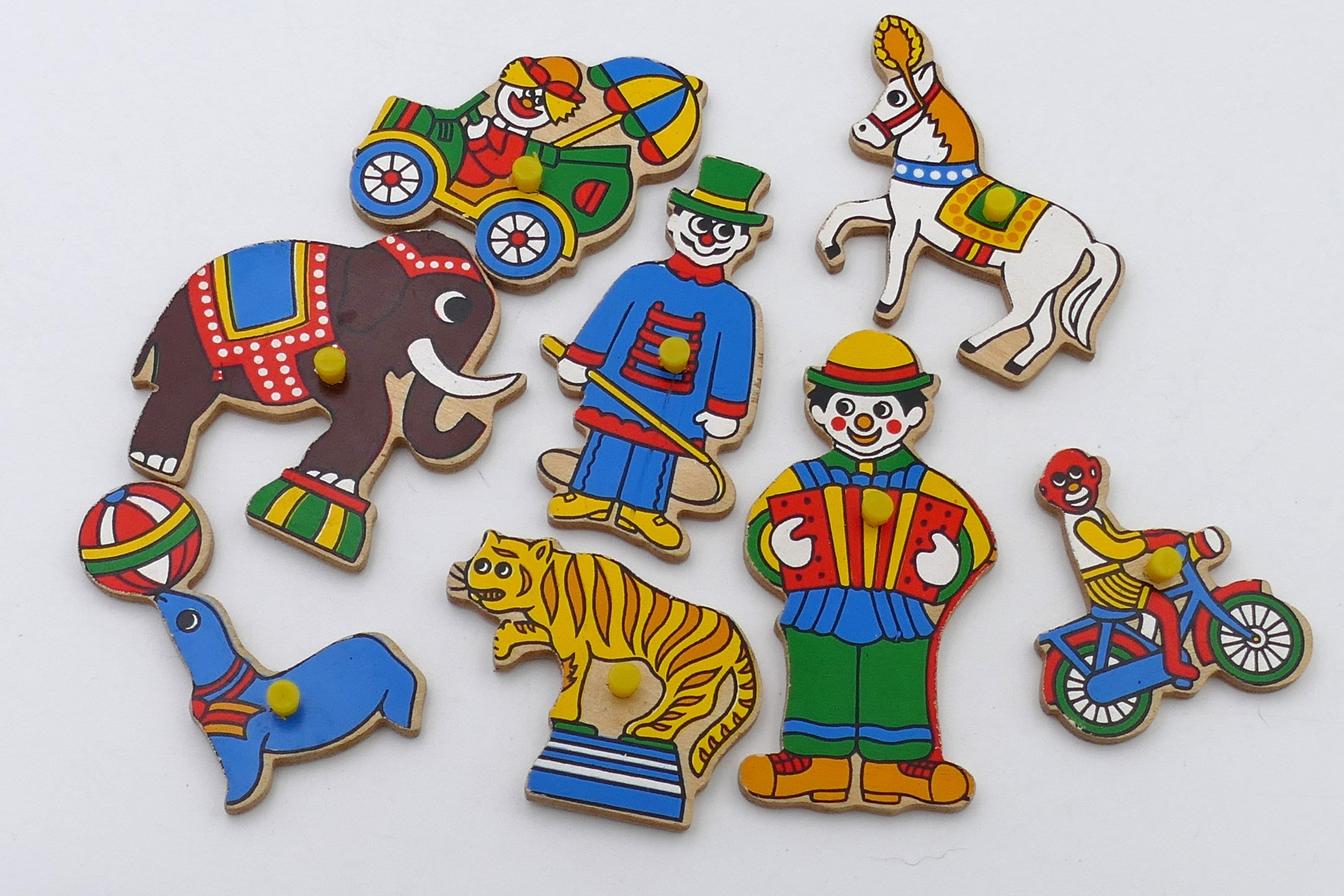 DOLK　版画　CIRCUS Vintage 1980's Wooden Circus Themed Shape Puzzle Board