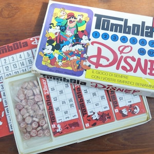 Vintage 1970&#39;s Disney Tombola Lotto Bingo Set Clementoni Italy Original Box