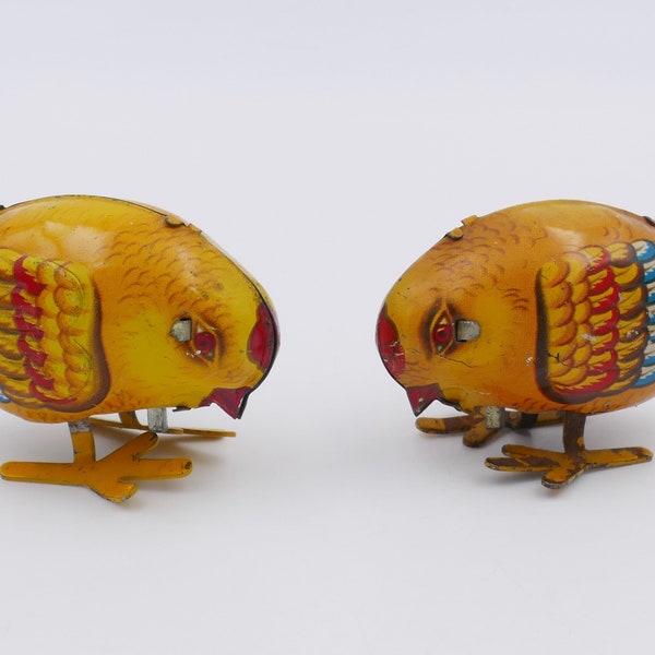 Tin Litho 1980's Wind-up Toy Pecking Birds
