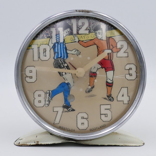 Vintage 1970's Westclox Soccer Metal Alarm Clock Scotland