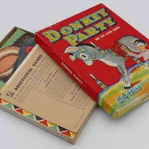 Vintage Pin the Tail on the Donkey Party Game Original Box