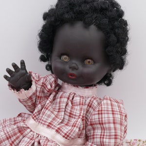 Vintage 1960's Migliorati Dark Skin Black Sleepy Eyed Fully Jointed Vinyl Doll Italy