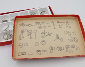 Vintage 1955 Metal Puzzles Brain Teaser Original Box Merit - Etsy