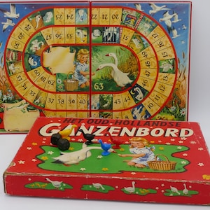 Vintage 1950&#39;s Ganzebord Board Game Original Box Jumbo Games Holland