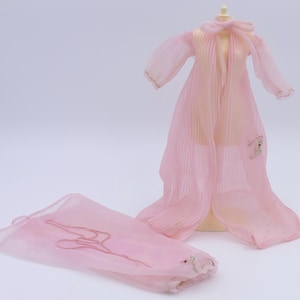 1959 Original Barbie Clothing Nighty Negligee #965 Pink Sheer Peignoir Nightdress Nightgown Matching Robe