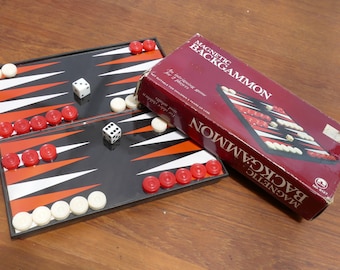 1970's Vintage Travelling Magnetic Backgammon Set Complete