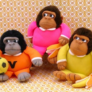 Trio av vintage gorilla apa mjukisdjur plyschleksaker