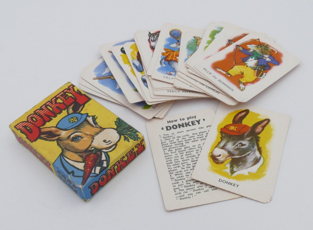 1960's Donkey Card Game Complete Original Box Tower Press Etsy