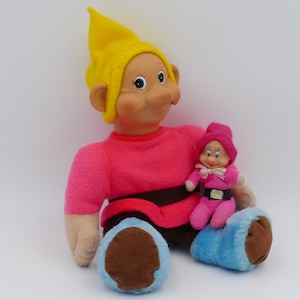 Pair Vintage Walt Disney Snow White Dwarf Dopey Soft Toy Beanie Baby