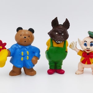 Vintage PVC Character Figurines Three Little Pigs Fiddler Pig Paddington Bear