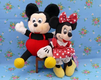 Paar Vintage Walt Disney Micky Maus Minnie Maus Charakter Plüschtiere