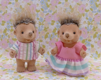 Familias del bosque vintage de los años 80: Erizo niño y niña