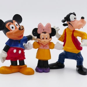 Vintage 1980&#39;s Walt Disney PVC Figurines Mickey Mouse Minnie Mouse Goofy