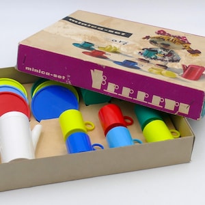 Service à café vintage minica jouet pour enfant des années 1980 dans sa boîte d&#39;origine