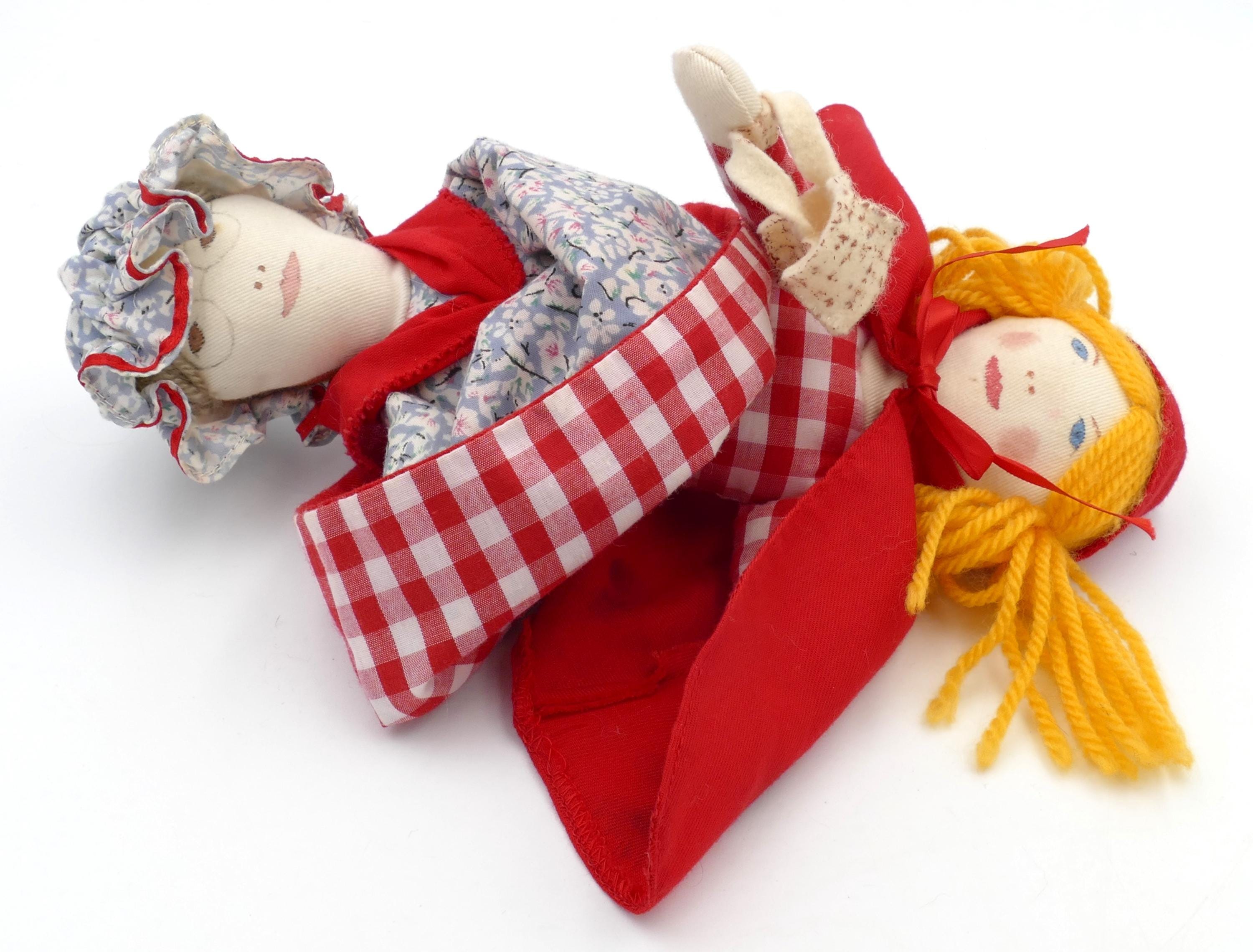 Vintage 1980's Fairytale Topsy Turvy Reversible Doll Little Red Riding Hood Grandma Big Bad Wolf