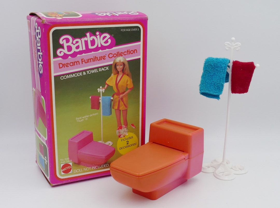 1982 Mattel Barbie Dream Furniture Collection Commode & Towel Rack 1045