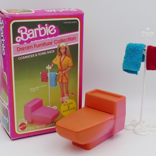 1982 Mattel Barbie Dream Furniture Collection Commode & Towel Rack #1045 Fashion Doll Furniture Original Box