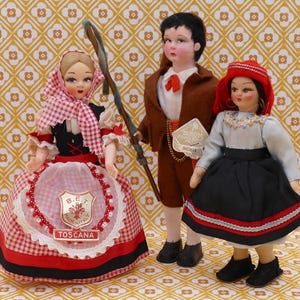 Trio of Vintage Magris Roma Italian Handmade Folk Art Dolls