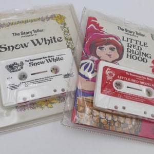 Pair of 1973 Story Teller Supescope Tele-Story Children&#39;s Audio Story Cassette Tapes Snow White Little Red Riding Hood Story Books
