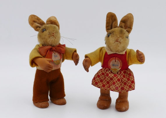 Pair of Vintage 1950's Original Steiff Bib Bibie Bunny Pair of Vintage 1950's Original Steiff Bib Bibie Bunny