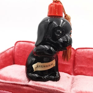 Antique Mid Century Collectable Miniature Glass Perfume Bottle Puppy Dog