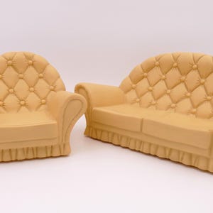 1970&#39;s Pedigree Sindy Fashion Doll Settee Armchair Sofa Couch Furniture