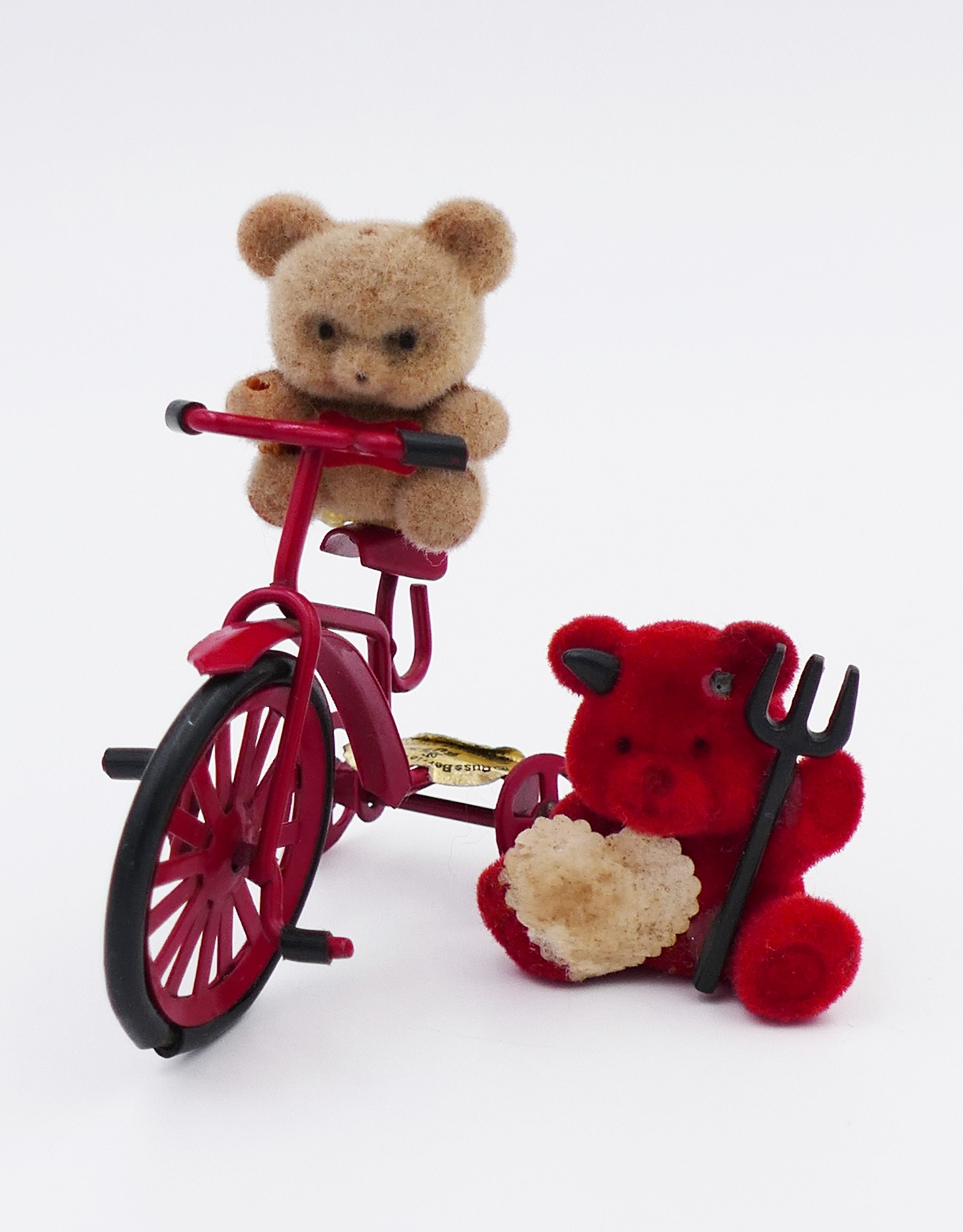 1980's Flocked Miniature Teddy Bear Metal Novelty Toys Russ Berrie