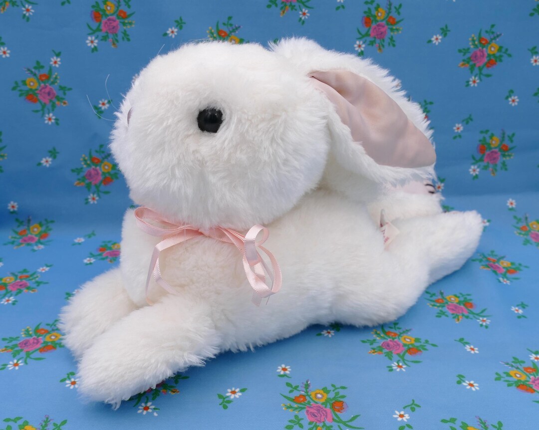 Vintage White Pink Bunny Rabbit Plush Toy Fairview Taiwan - Etsy