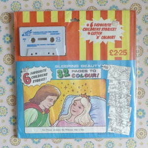 1980&#39;s Vintage Children&#39;s Stories Cassette Tape Coloring Book Listen &#39;n Color Classic Fairytales