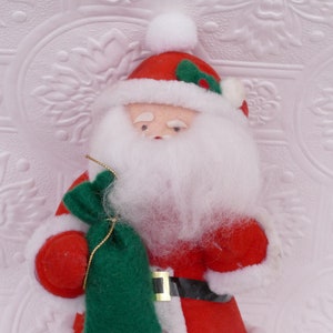 Vintage Flocked Santa Claus Christmas Ornament Decoration