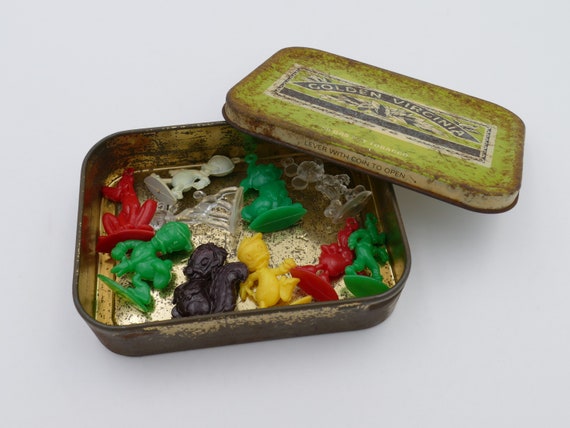 Old Tobacco Tin With 10 RARE 1960's Walt Disney JUMBO Charms!!