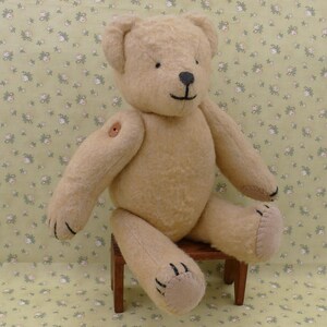 Vintage wollen pluche teddybeerknuffel