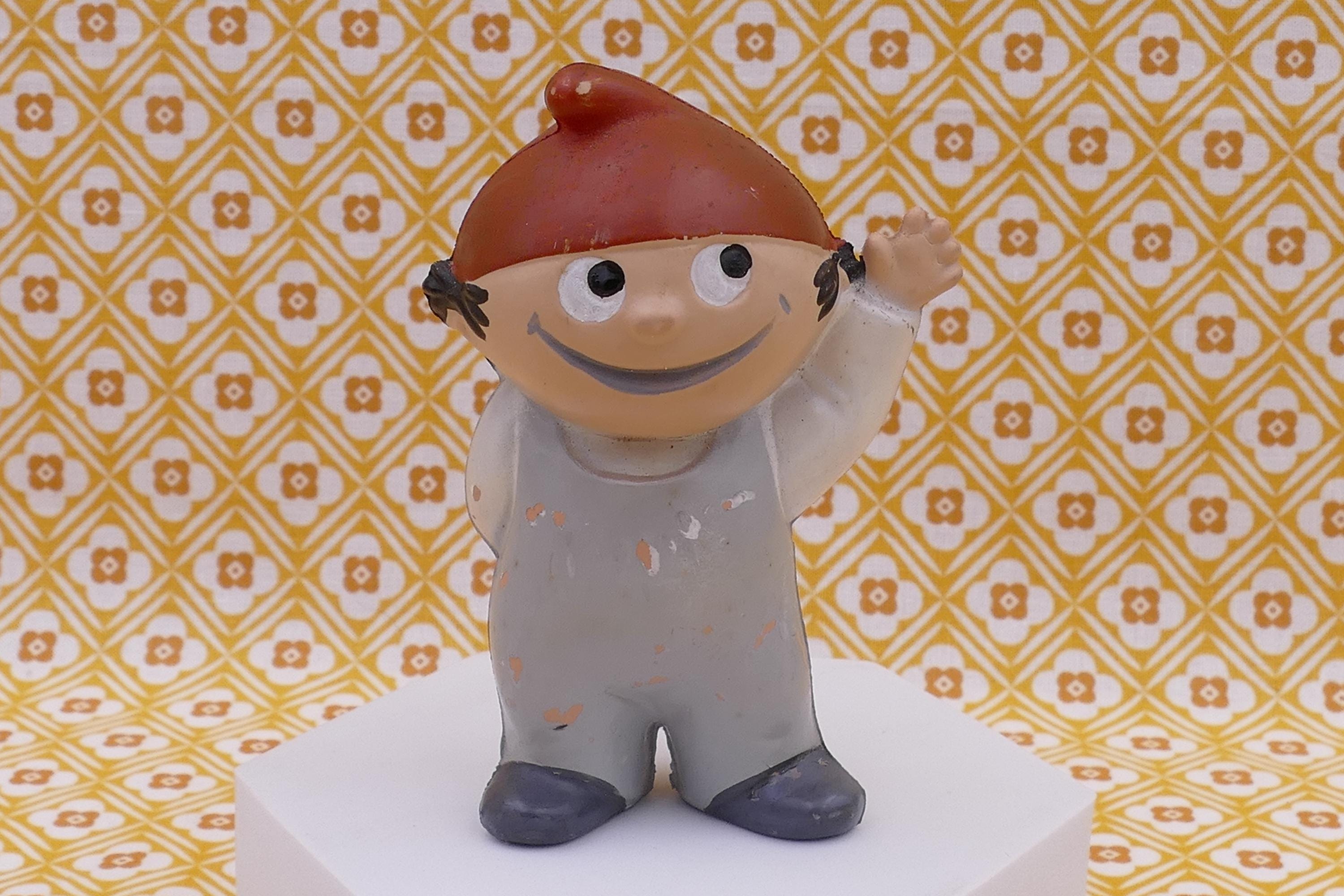 Vintage 1970's ZDF Mascot Mainzelmännchen Rubber Figurine Germany
