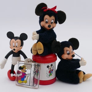 Vintage Walt Disney Mickey Mouse Neuheit Spielzeug Bleistiftspitzer Bleistift Hugger Schlüsselring Figur