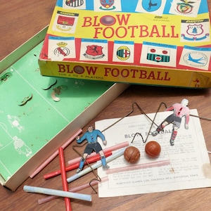 Vintage 1950's Blow Football Soccer Game Original Box Marchant Games ...