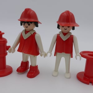 1974 Pair of Fireman Playmobil Figurines Geobra
