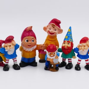 Collection of EIGHT Vintage Gnome Dwarf Elf Figurines