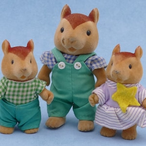 1980&#39;s Forest Families SQUIRREL Family Dad Boy Girl MC Toy Vintage