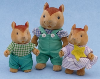 Familias del bosque de los años 80, familia de ardillas, papá, niño, niña, juguete vintage MC