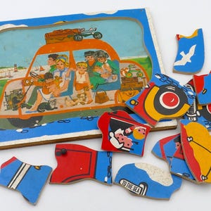 Vintage Wooden To the Sea Changing Puzzle Tray Childs Toy Toddler Toy