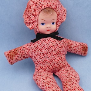 Mid-century Celluloid Face Rag Doll Cloth Doll 1960's