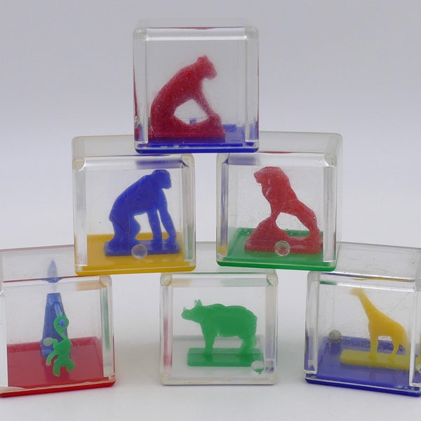 Vintage Baby Toy Stacking Blocks Rattle Blocks Animal Blocks