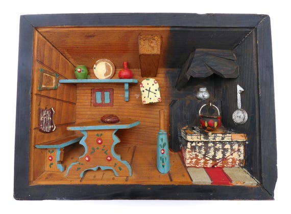1950's European Wooden Hand Carved Handmade Alpine Kitchen Hearth