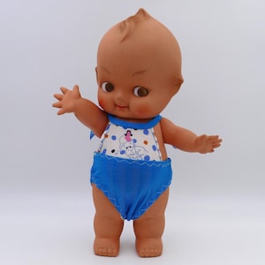 Vintage 1960&#39;s Large Vinyl Rubber Rare Brown Eyed Kewpie Cupie Cupid Cherub Doll