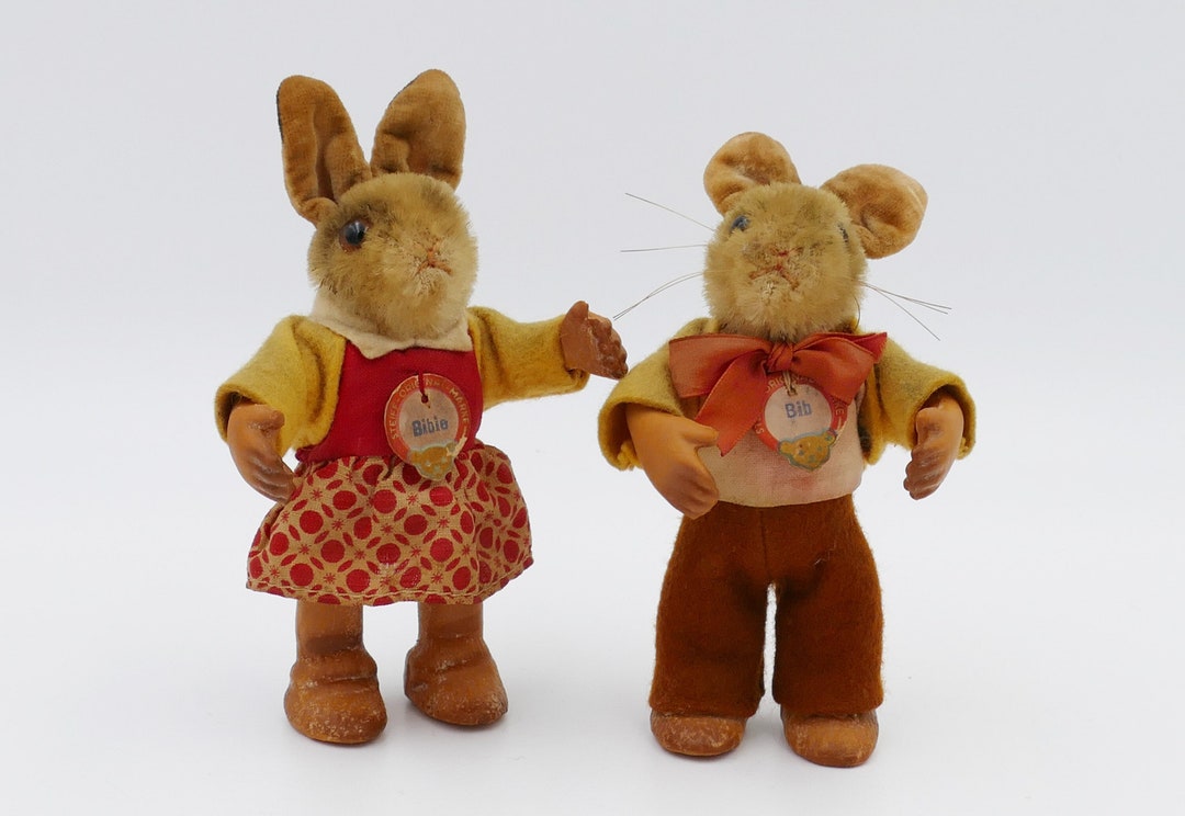 vintage steiff ୨୧ * もも色リボンの ウサちゃん