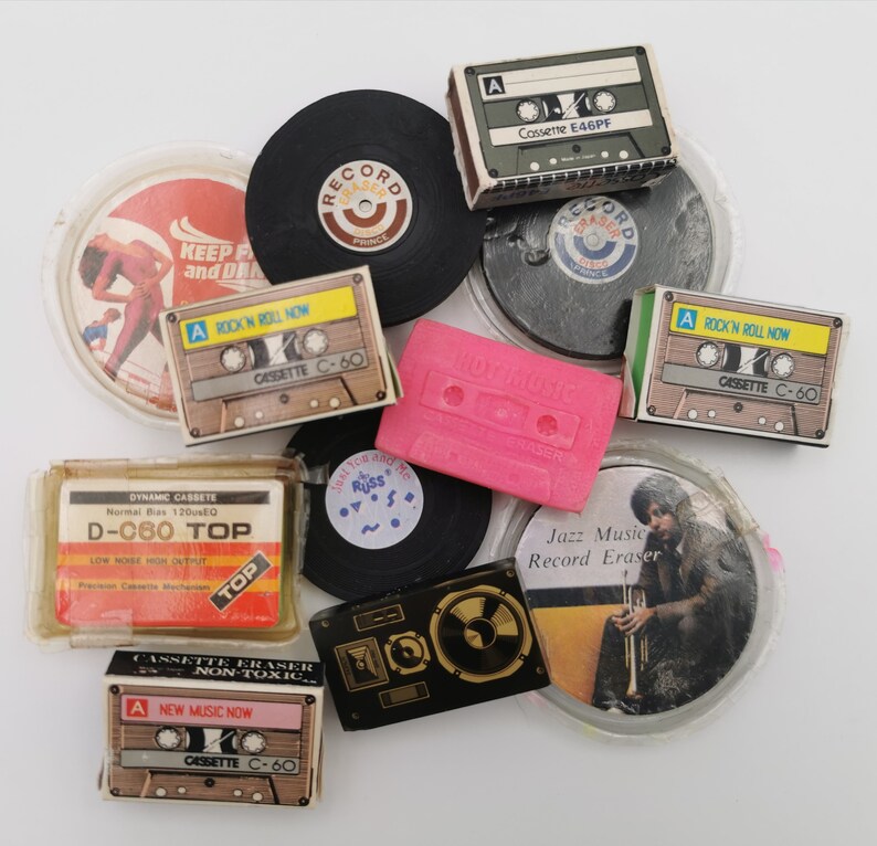 1980's Cassette Tape LP Record Novelty Erasers pick and Etsy